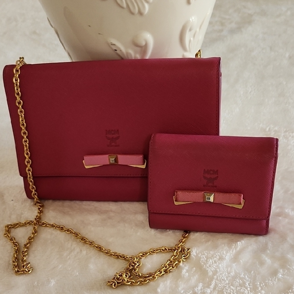 ‼️BUNDLE ALERT‼️ MCM Fuchsia and Pink Crossbody Bag with Matching Wallet